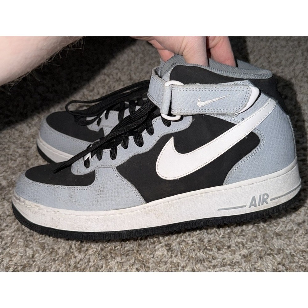 Size 12 - Nike Air Force 1 '07 Mid Black Gray Raiders‎ Colorway NICE CONDITION